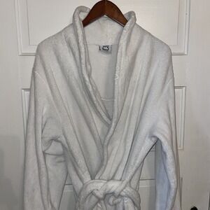 Heavy Weight Plush White Robe with Tie & Double Pockets 'World's Softest' L/XL